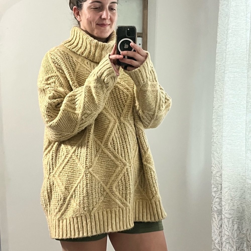 Caslon Cream Cowl Neck Sweater with Ribbed Texture